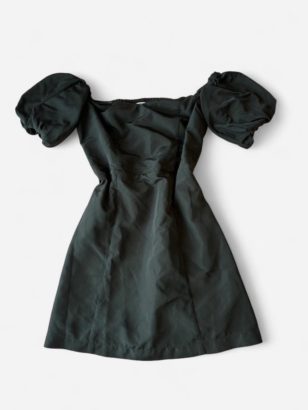 Black puff sleeve mini dress